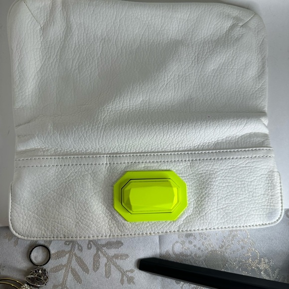 White Clutch with Neon Yellow Clasp - Picture 8 of 9